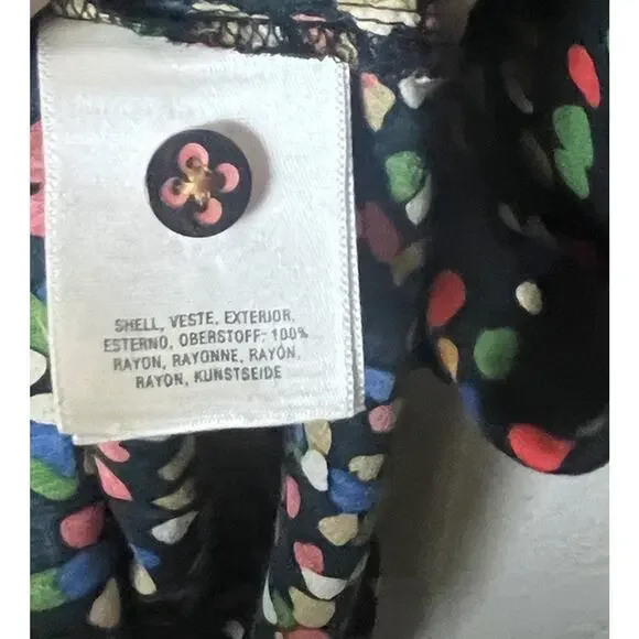 MAEVE Anthropologie Confetti Print Button Front Shirt Size 4 Black Multicolor - Picture 8 of 10